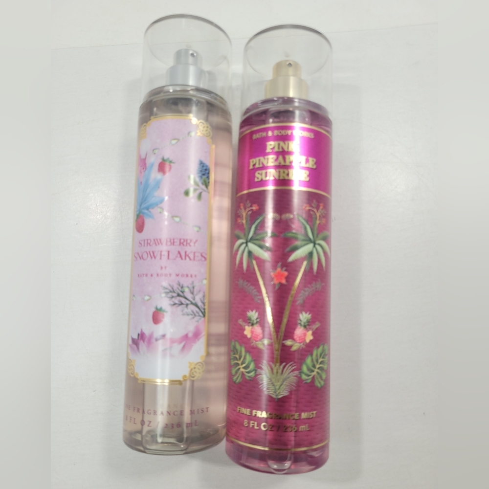 BATH & BODY WORKS STRAWBERRY SNOWFLAKES & PINK PINEAPPLE SUNRISE BUNDLE OF 2 NEW